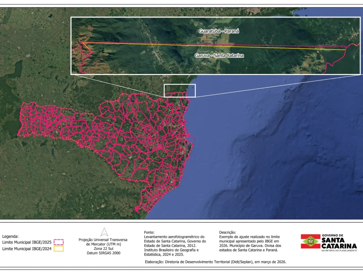 IBGE atualiza cidades catarinenses e amplia área de Garuva